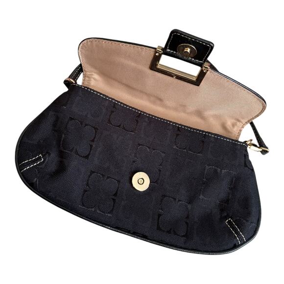 Y2K It Girl Logo All Over Print Micro Mini Shoulder Party Club Bag Denim Black - Picture 5 of 7